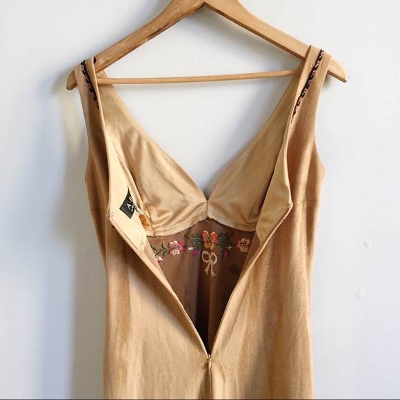 VINTAGE Allen Schwartz Suede Embroidered Dress 2 - Picture 6 of 8